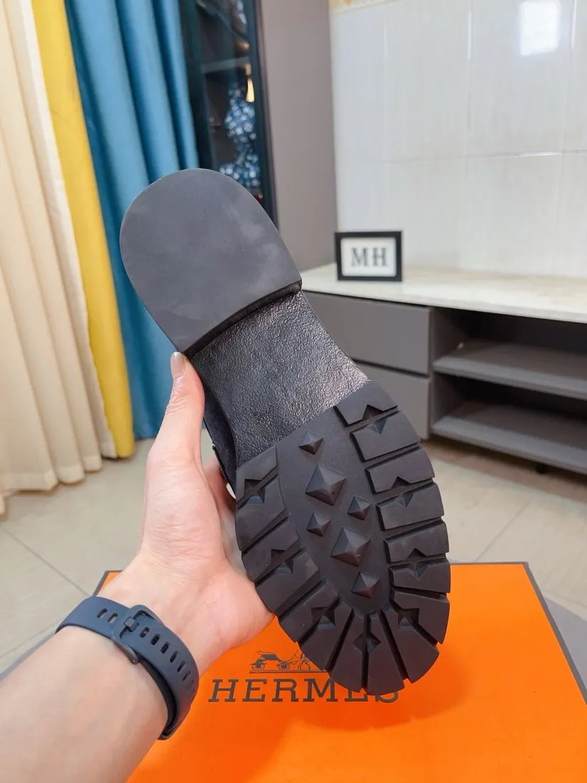 Men's shoes 💰458🌹🌹Niuli "HERMES" Hermès business leather shoes, original factory configuration, original imported frosted cowhide upper + luxury hardware logo + fully imported original customized cowhide lining, sole: rubber wear-resistant outsole, difficult craftsmanship, original factory follow-up goods, 🔍🔍high quality code number: 38-44 45 can be customized